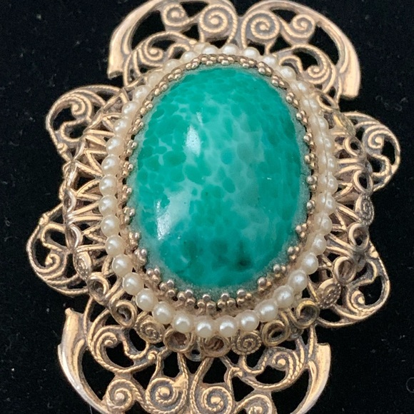 A STUNNING PEKING GLASS(Czech made)VINTAGE BROOCH - Picture 5 of 5